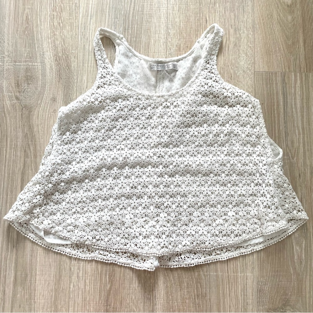 Zara Floral Swing Tank Crop Top Sz S